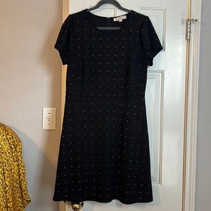LOFT Size L gold grommet black mini dress